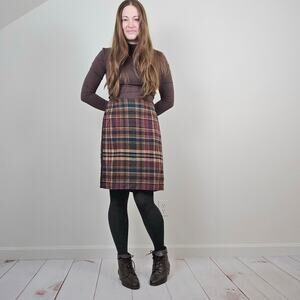 Vintage 90s Y2K Plaid Mini Pencil Skirt Green Maroon 37"